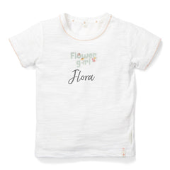 Personalisiertes Kinder-T-Shirt Flower Girl Weiß – Größe 74–104