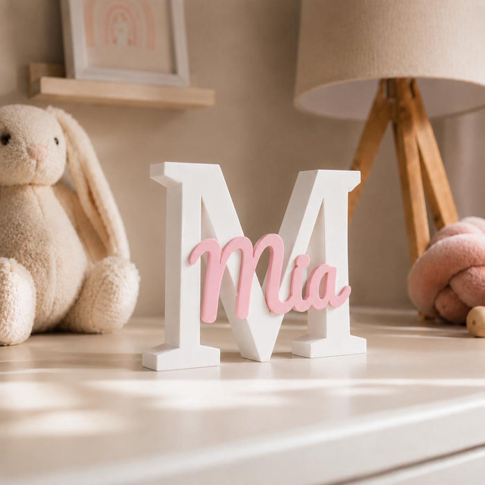 Produktansicht 2: Personalisiertes Namensschild mit weißem Buchstaben & Name in Wunschfarbe