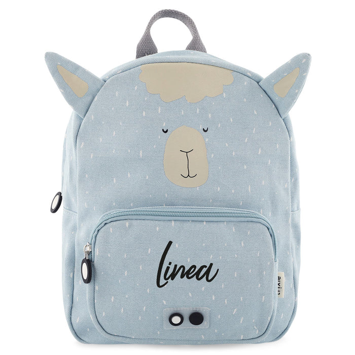 Trixie Rucksack Herr Alpaka personalisiert mit Namen – Kinder-Rucksack mit Alpakadesign und verstellbaren Schultergurten