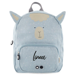 Trixie Rucksack Herr Alpaka personalisiert mit Namen – Kinder-Rucksack mit Alpakadesign und verstellbaren Schultergurten