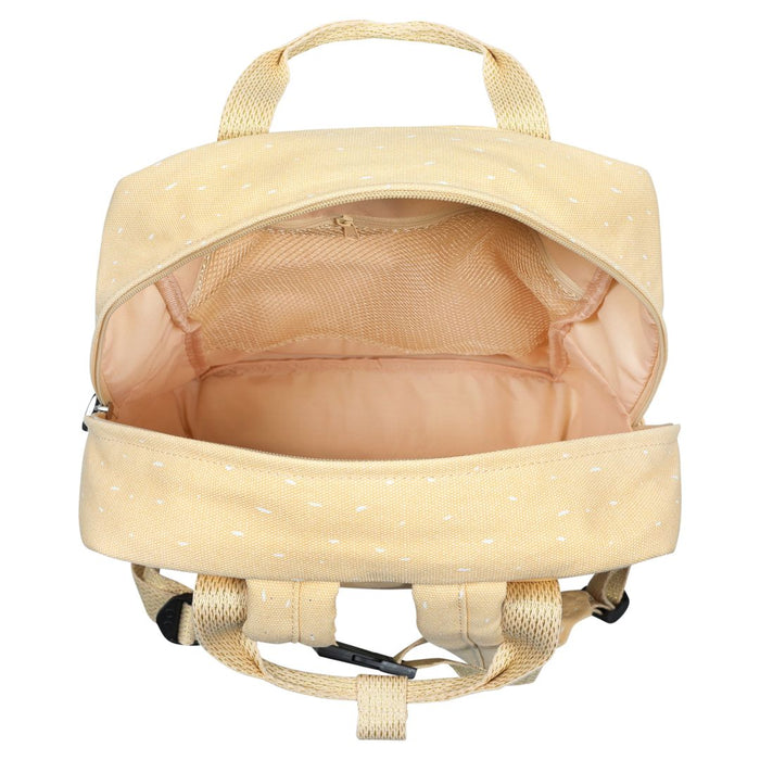 Trixie Rucksack groß Frau Einhorn in Hellgelb – ergonomischer Kinder-Rucksack mit gepolstertem Rücken, Brustgurt und A4-Fach