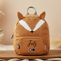 Personalisierter Trixie Kinder-Rucksack Herr Fuchs in Orange mit Name – kleiner Tierrucksack für Kita, Kindergarten und Ausflüge