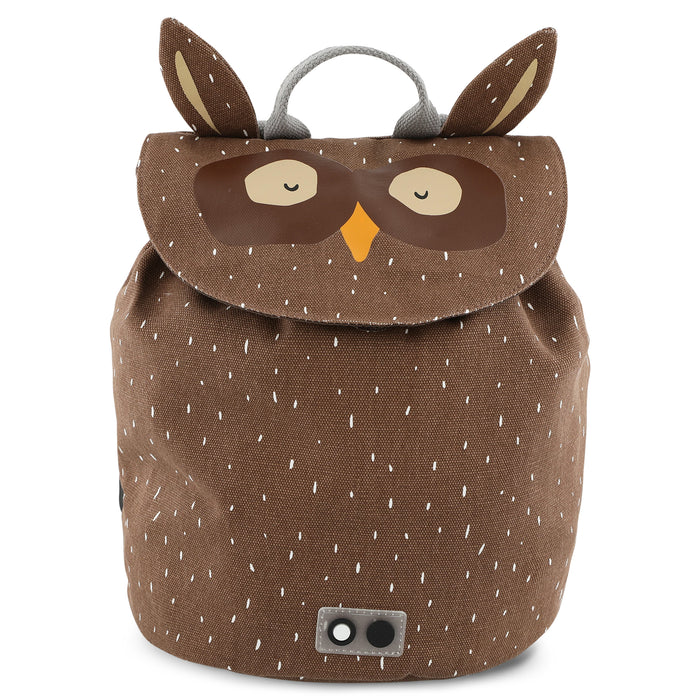Trixie Mini-Rucksack Herr Eule für Kinder – wasserabweisender Rucksack mit Eulenmotiv und leicht bedienbarem Kordelzug