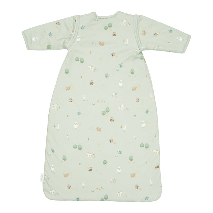 Little Dutch Schlafsack Winter Little Farm 90 cm – grüner Babyschlafsack mit Frontreißverschluss und abnehmbaren Ärmeln