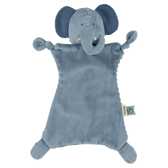 Trixie Schnuffeltuch Frau Elefant – weiches Baby-Kuscheltuch aus Bio-Baumwolle und recyceltem Polyester mit Knoten für den Schnuller