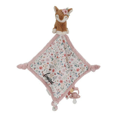 Personalisierbares Little Dutch Schnuffeltuch Reh Fairy Garden in Pink mit Plott – weiches Schmusetuch als persönliches Babygeschenk