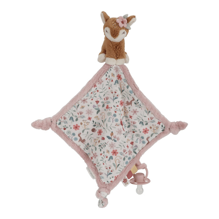 Little Dutch Fairy Garden Schnuffeltuch mit Reh – pinkes Baby-Schmusetuch mit Greifknoten und Schlaufe für Schnuller oder Beißring