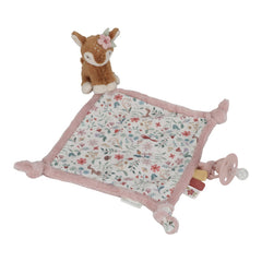 Little Dutch Schnuffeltuch Reh Fairy Garden in Pink – weiches bedrucktes Schmusetuch mit Knoten und Schnullerschlaufe