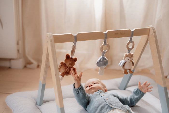 Spieltrapez Forest Friends von Little Dutch – Baby-Gym aus Holz mit drei Aktivitätsspielzeugen für Greifen und Hand-Augen-Koordination