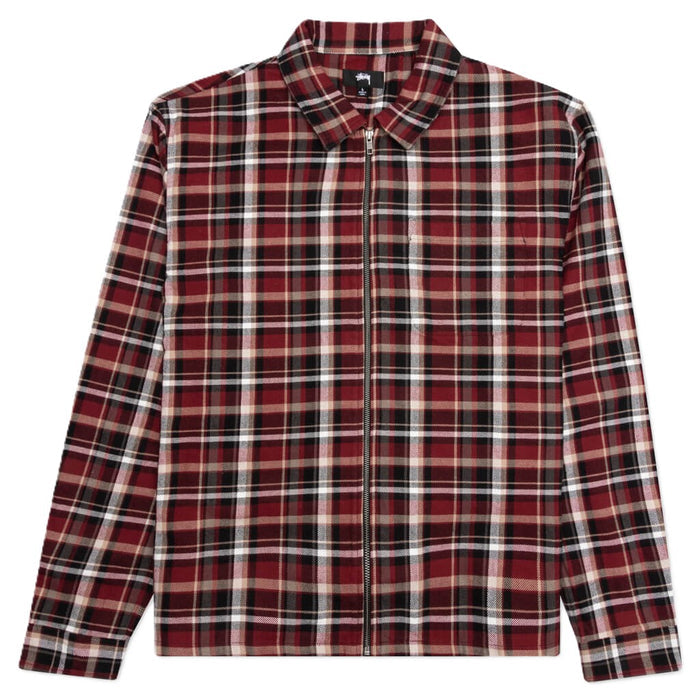 Stussy Classic Zip Up Plaid L/S Shirt Red