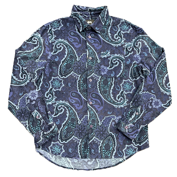 Stussy Corduroy Paisley Shirt Blue (WORN)