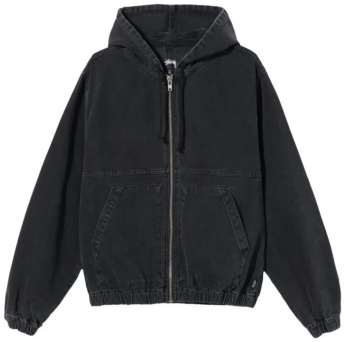 Stussy Denim Hooded Work Jacket Black (WORN)
