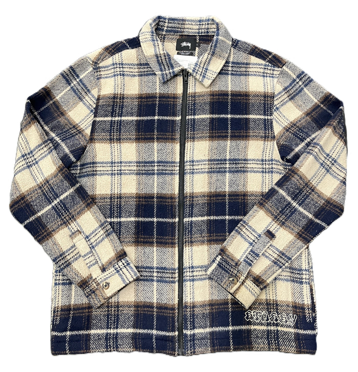 Stussy Heavy Wool Plaid Shirt Navy/Brown (WORN)