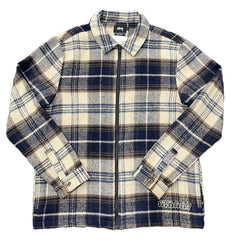Stussy Heavy Wool Plaid Shirt Navy/Brown (WORN)