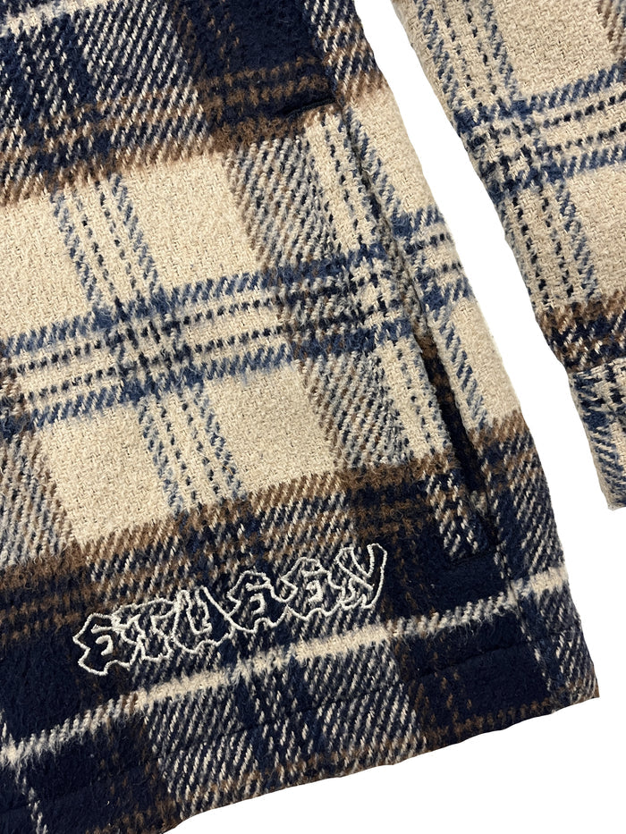 Stussy Heavy Wool Plaid Shirt Navy/Brown (WORN)