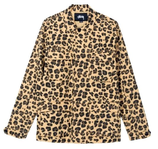 Stussy Linen Blend Field Jacket Leopard (WORN)