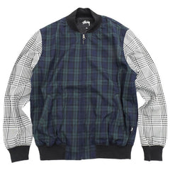 Stussy Mixed Plaid Bomber Jacket Navy
