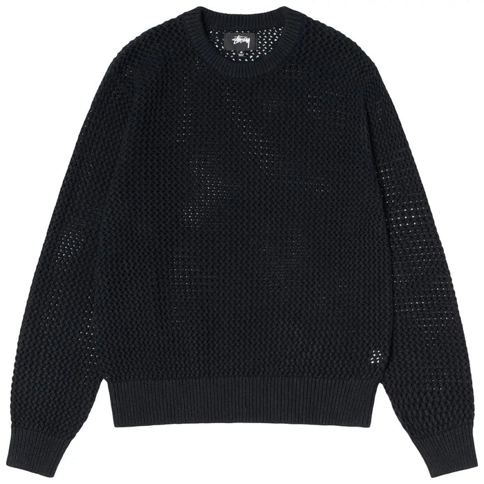 Stussy Pigment Dyed Loose Gauge Sweater Black (WORN)