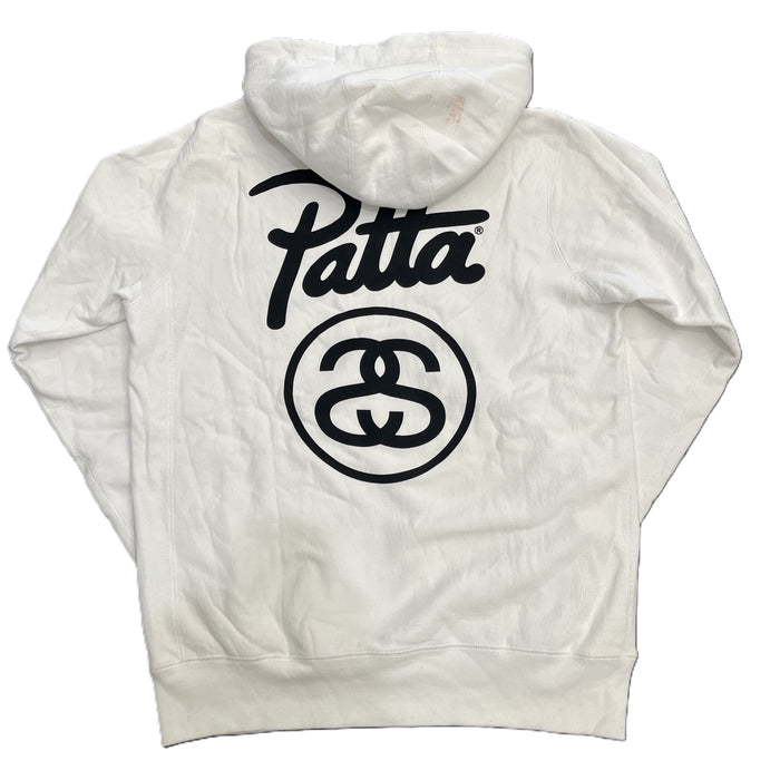 Stussy x Patta Stock Link Hoodie White (WORN)