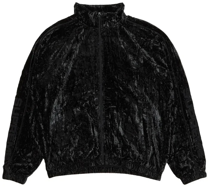 Supreme Crushed Velvet Track Jacket Black (WORN)