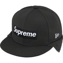 Supreme Earflap Box Logo Fitted Hat WINDSTOPPER Black