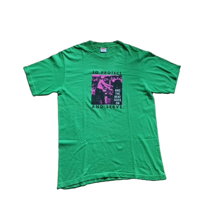 Supreme Protect and Serve Tee Lime (WORN)