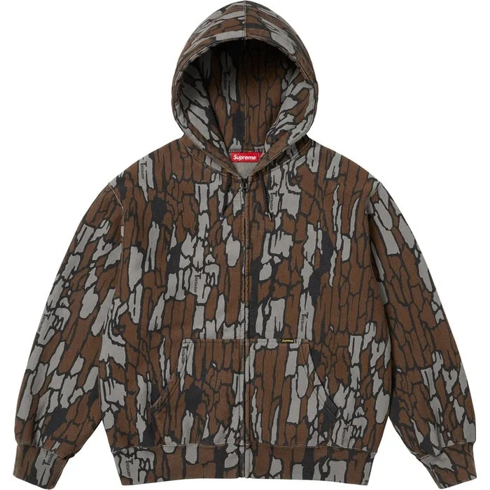 Supreme Work Zip Up Hooded Sweatshirt Mossy Oak Trebark Camo (WORN)