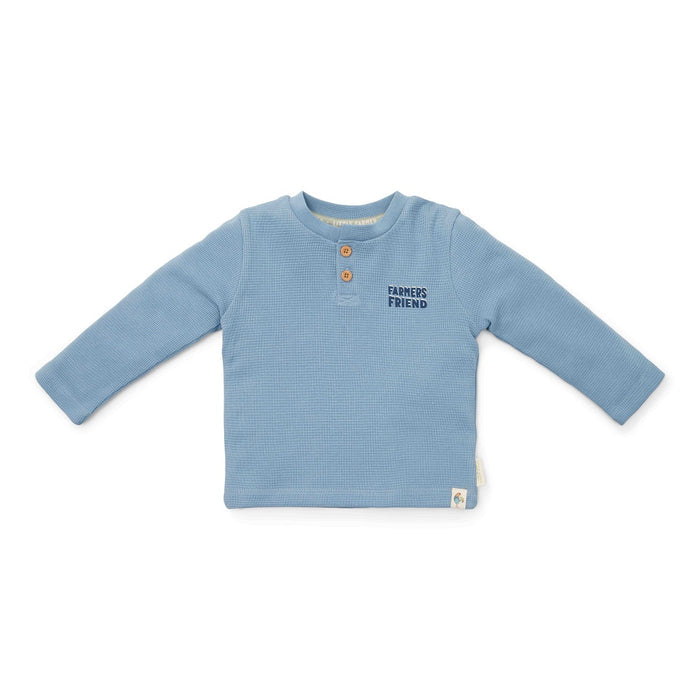 T-shirt langärmlig Waffle Ice Blue - Little Farm | Little Dutch