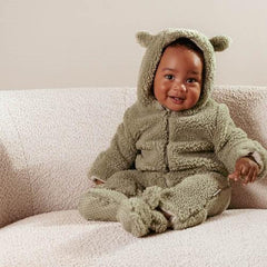 Little Dutch Teddy-Strampler Soft Green Größe 50/56 – weicher grüner Newborn-Overall für warme und kuschelige Babymomente