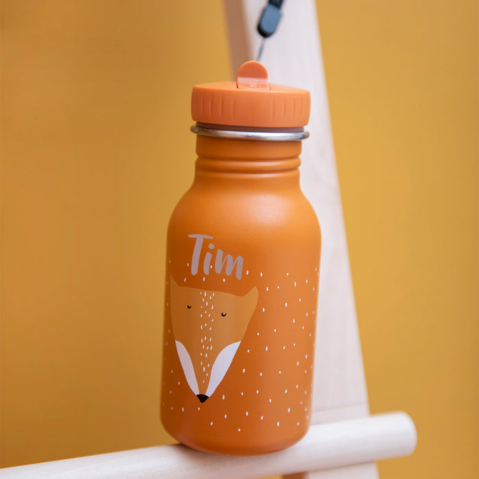 Orange Trixie Trinkflasche Herr Fuchs 350 ml aus Edelstahl – Kinderflasche mit Fuchsmotiv und praktischer Tragekordel