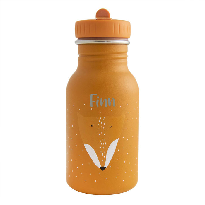 Trixie Kinder-Trinkflasche Herr Fuchs 350 ml personalisiert mit Namen – orange Edelstahlflasche mit Fuchsmotiv