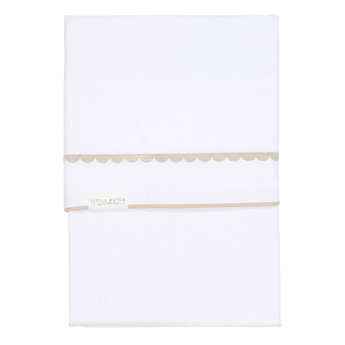 Wiegenlaken Rounded bestickt 70 x 140 cm, beige | Little Dutch