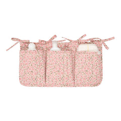 Little Dutch Windel-Organizer Fairy Floral in Rosa – hängende Bio-Baumwoll-Aufbewahrung mit drei Fächern für Wickel- und Babyzubehör
