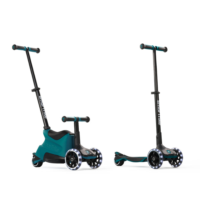Kinder Scooter 3in1 mit Sitz und als Stehroller zeigt wandelbare Nutzung